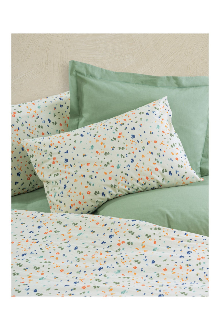 Ensemble de housse de couette - 240 x 220 cm - Lola - Green - Green / White / Orange / Dark Blue - 129CTN64279 Cotton box