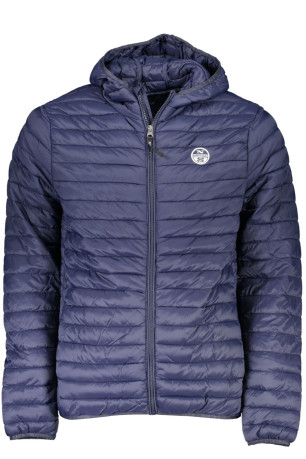 Doudoune à capuche zippée manches longues bleue