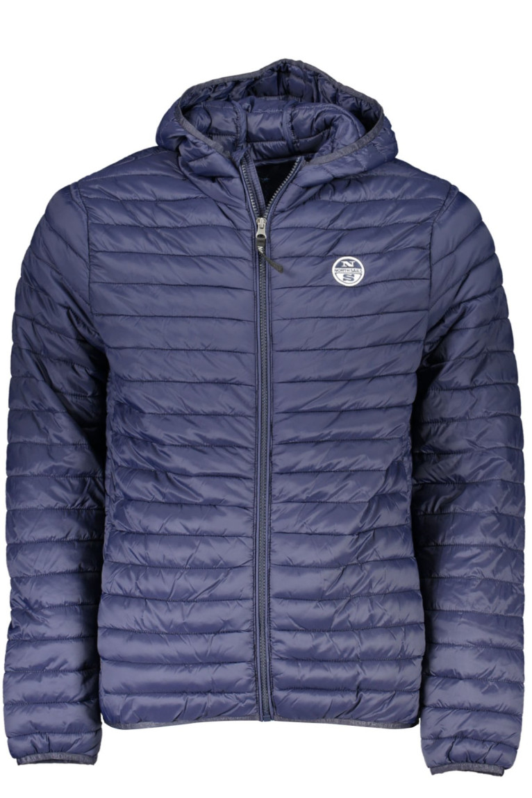 Doudoune à capuche zippée manches longues bleue
