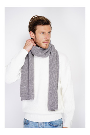 Écharpe à côtes 170 cm x 30 cm Flanelle - Grey C&JO ROYAL CASHMERE