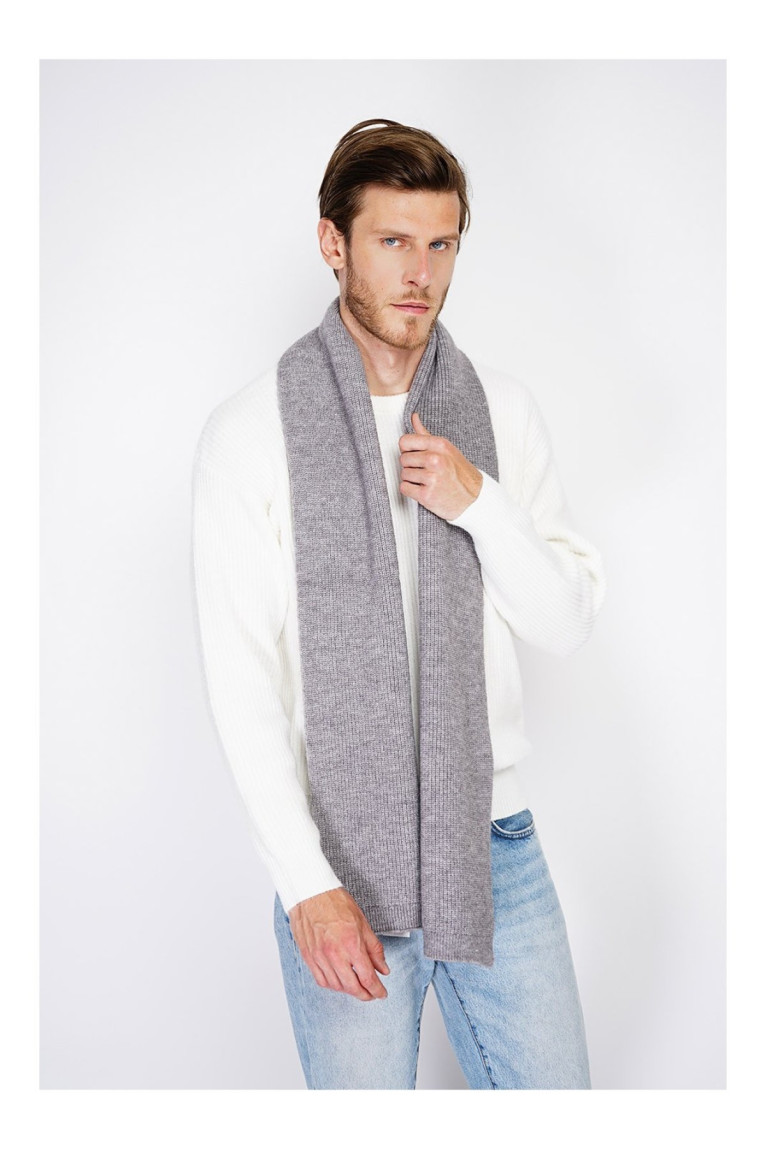 Écharpe à côtes 170 cm x 30 cm Flanelle - Grey C&JO ROYAL CASHMERE