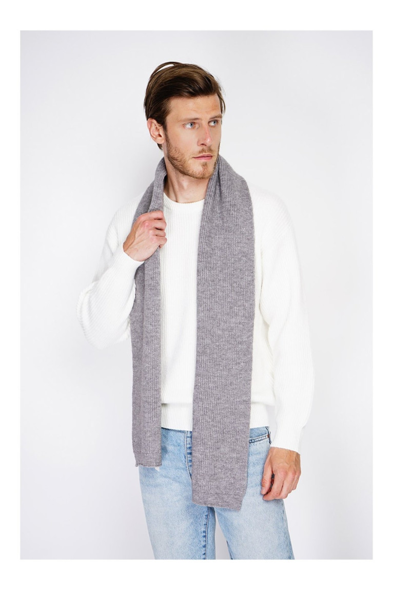 Écharpe à côtes 170 cm x 30 cm Flanelle - Grey C&JO ROYAL CASHMERE