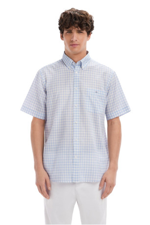 Chemise MC coton carreaux vichy Eden park