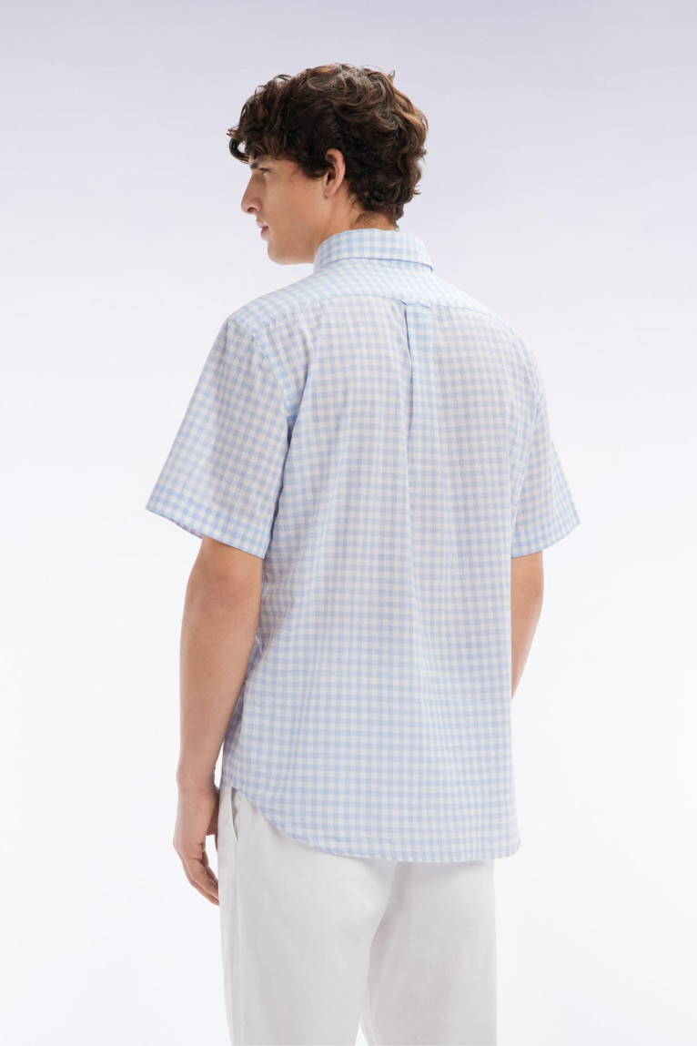 Chemise MC coton carreaux vichy Eden park