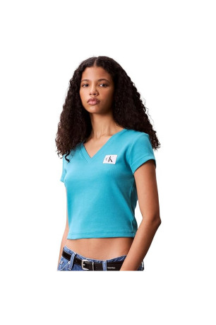 TShirt MC col v coton logo Calvin klein