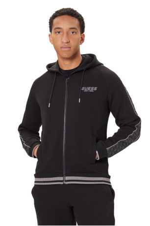 Sweat zippé à capuche logo Guess jeans