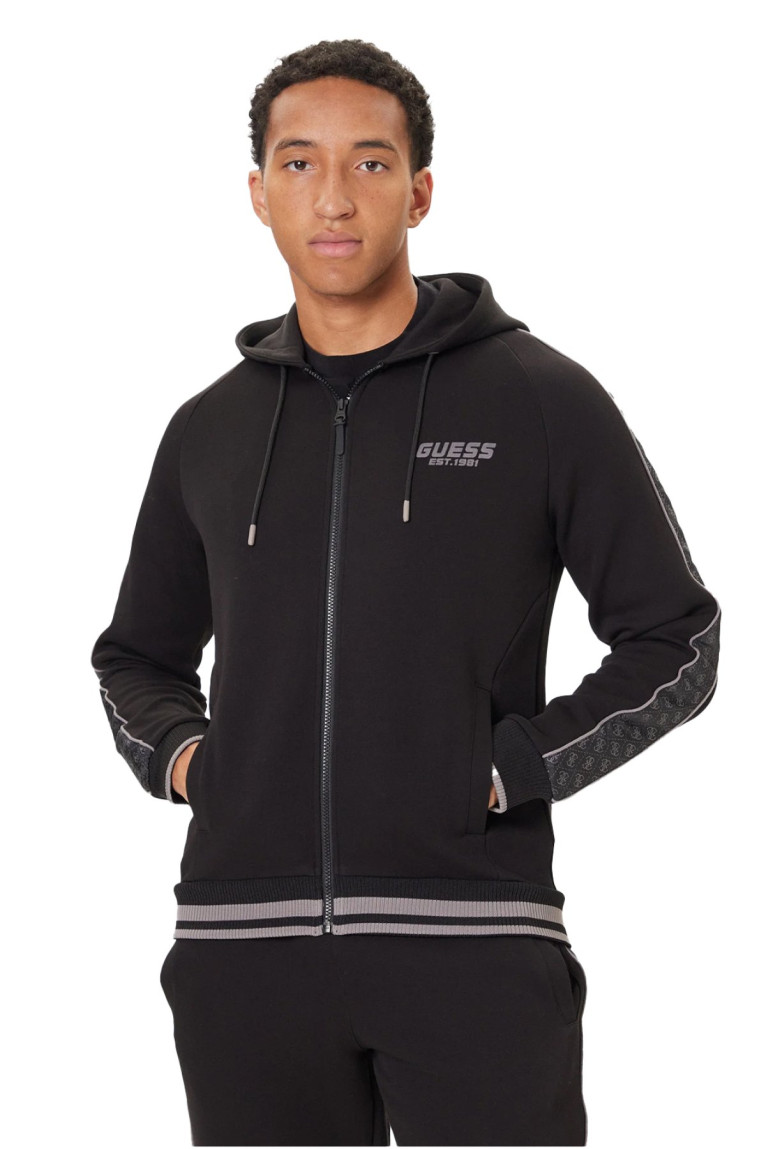 Sweat zippé à capuche logo Guess jeans
