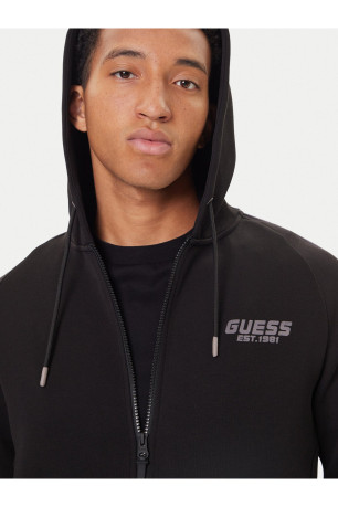 Sweat zippé à capuche logo Guess jeans