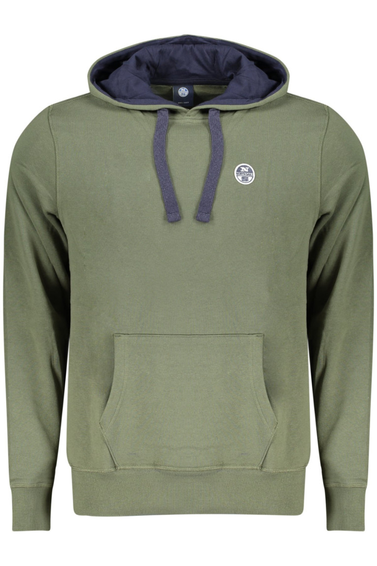 Sweat zippé à capuche manches longues vert
