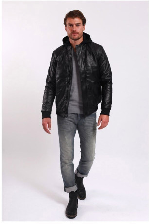Veste en cuir - LEE COOPER - Benedeton - Black Lee cooper