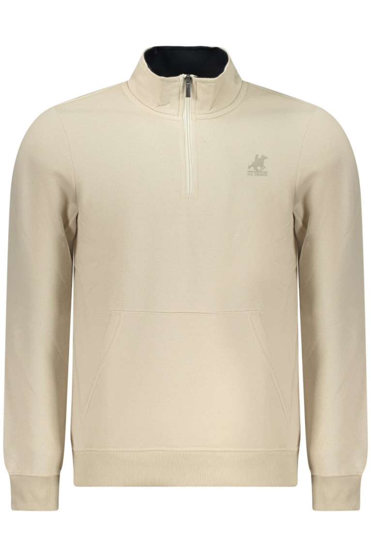 SWEAT-SHIRT BEIGE À FERMETURE ÉCLAIR POUR HOMME US GRAND U.S. GRAND
