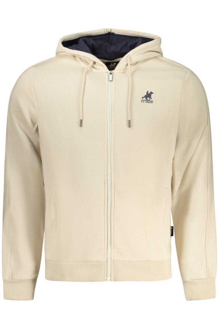 SWEAT-SHIRT BEIGE À FERMETURE ÉCLAIR POUR HOMME US GRAND U.S. GRAND
