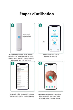 Otoscope de nettoyage d'oreille 1080P HD WiFi Platyne
