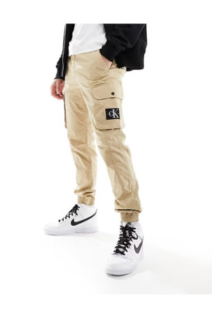 Cargo toile stretch logo patché Calvin klein