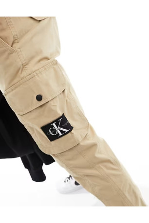 Cargo toile stretch logo patché Calvin klein