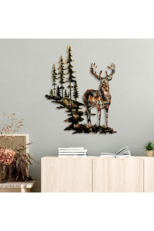 Décoration murale en métal - Deer 3 - Multicolor - 930DYU1217 Wallity