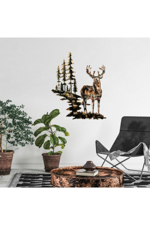 Décoration murale en métal - Deer 3 - Multicolor - 930DYU1217 Wallity