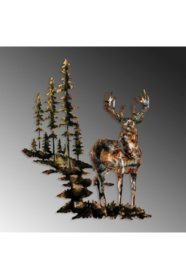 Décoration murale en métal - Deer 3 - Multicolor - 930DYU1217 Wallity