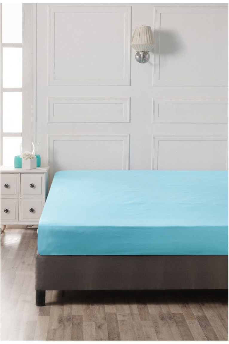 Drap-housse - 160x200+30 - Turquoise - Turquoise - 772WTN95118 Cotton box