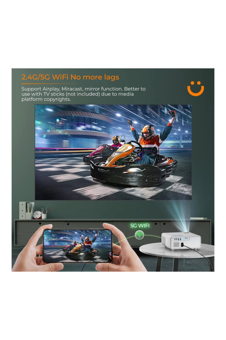 Projecteur Pro v7 Bluetooth - Full HD 1080p Blanc YABER