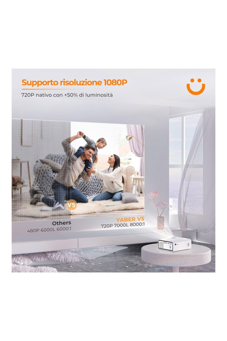Mini Projecteur v5 WiFi/Bluetooth Blanc YABER