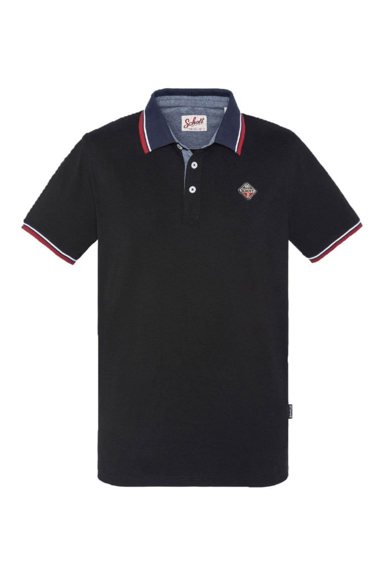 Polo coton regular logo patché Schott