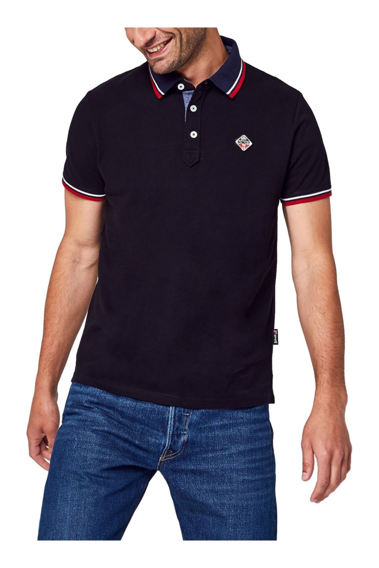 Polo coton regular logo patché Schott