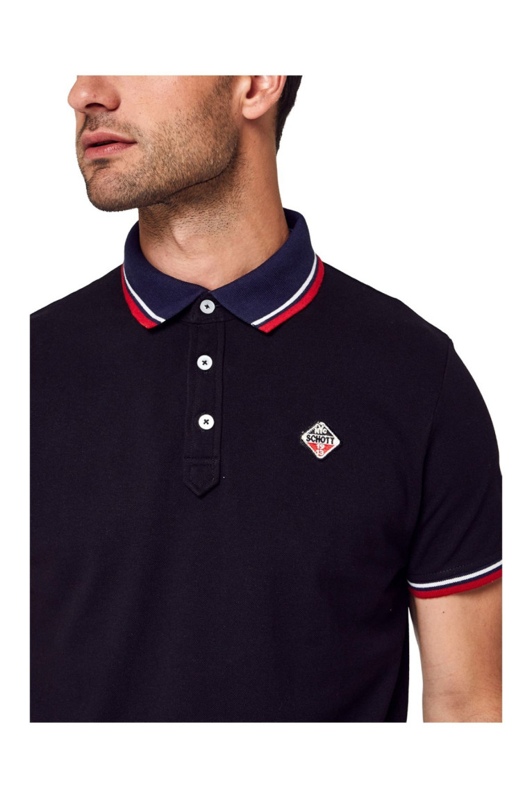 Polo coton regular logo patché Schott