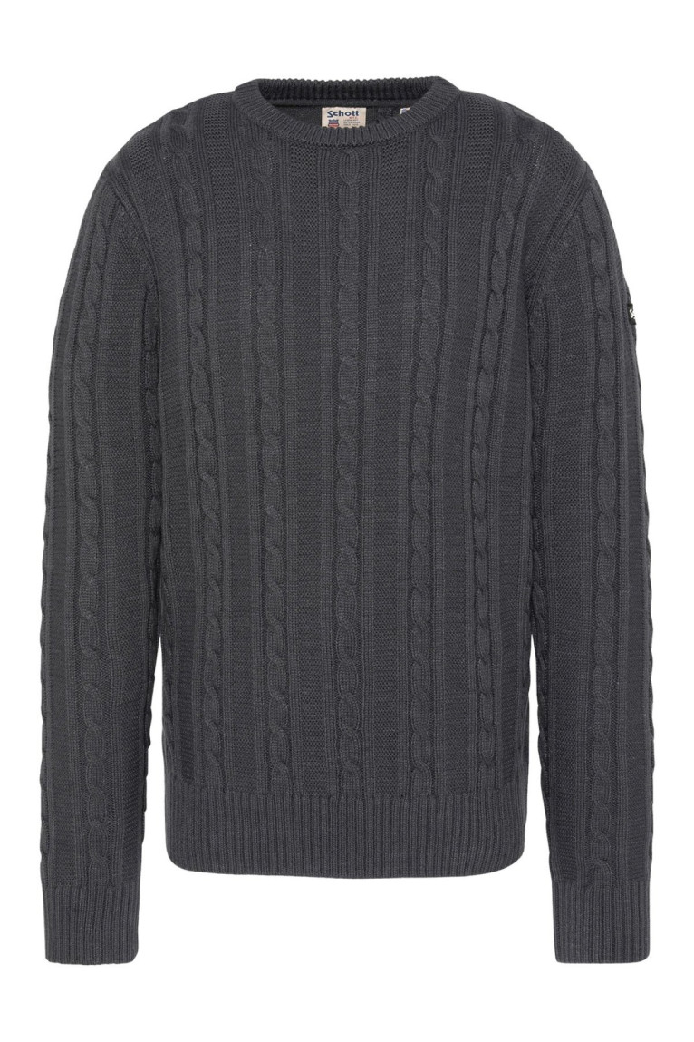 Pull col rond maille torsadée Schott