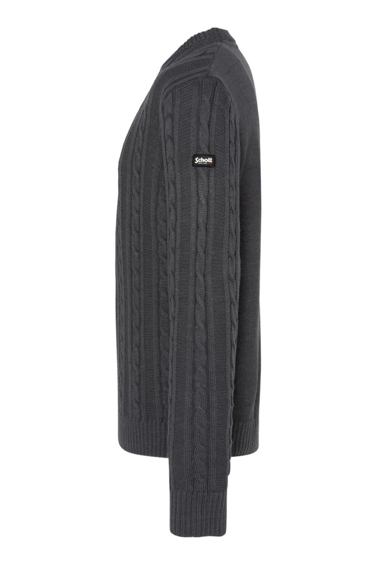 Pull col rond maille torsadée Schott