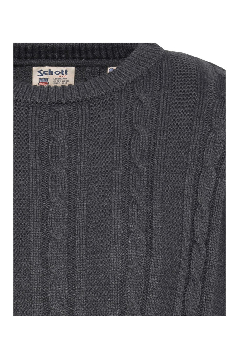 Pull col rond maille torsadée Schott