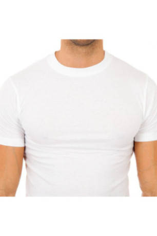 Lot de 6 maillots de corps col rond manches courtes homme Blanc
