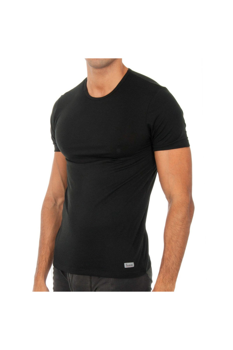 T-shirt Thermique en Coton à Manches Courtes Homme Noir