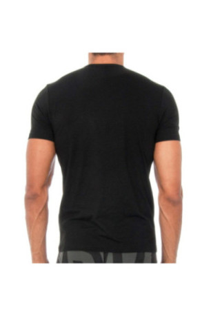T-shirt Thermique en Coton à Manches Courtes Homme Noir