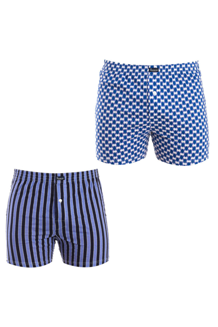 Pack de 2 Boxers en Coton Homme Bleu Rayé
