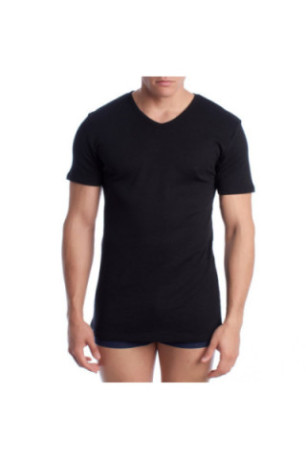 T-shirt Thermique à Manches Courtes en Coton Homme Noir