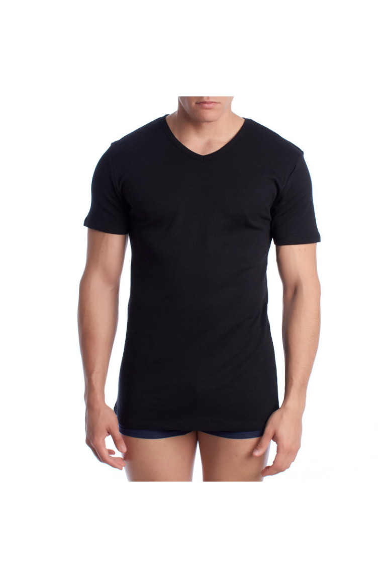 T-shirt Thermique à Manches Courtes en Coton Homme Noir