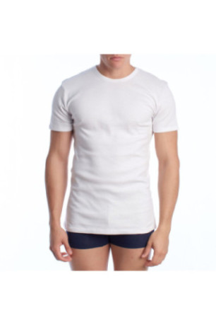 T-shirt Thermique à Manches Courtes en Coton Homme Blanc