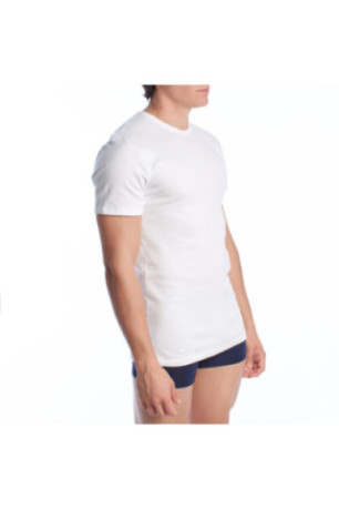 T-shirt Thermique à Manches Courtes en Coton Homme Blanc
