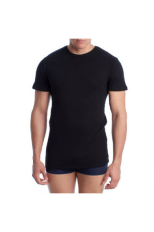 T-shirt Thermique Manches Courtes en Coton Homme Noir