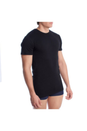T-shirt Thermique Manches Courtes en Coton Homme Noir