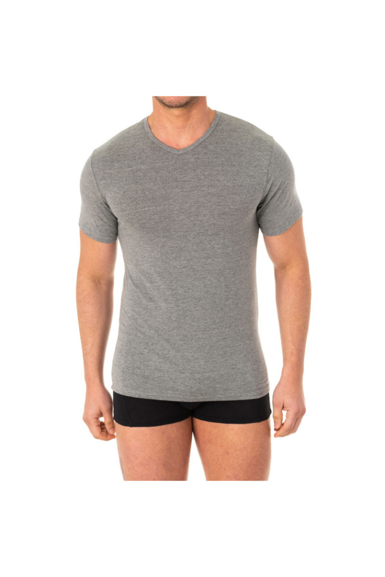 T-shirt col V manches courtes Homme Gris