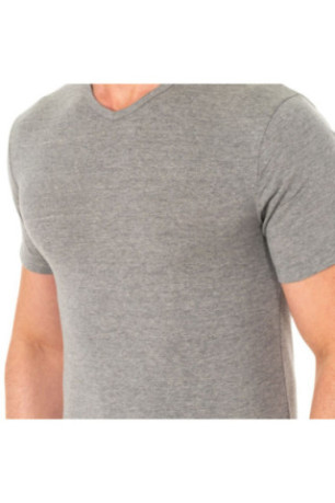 T-shirt col V manches courtes Homme Gris