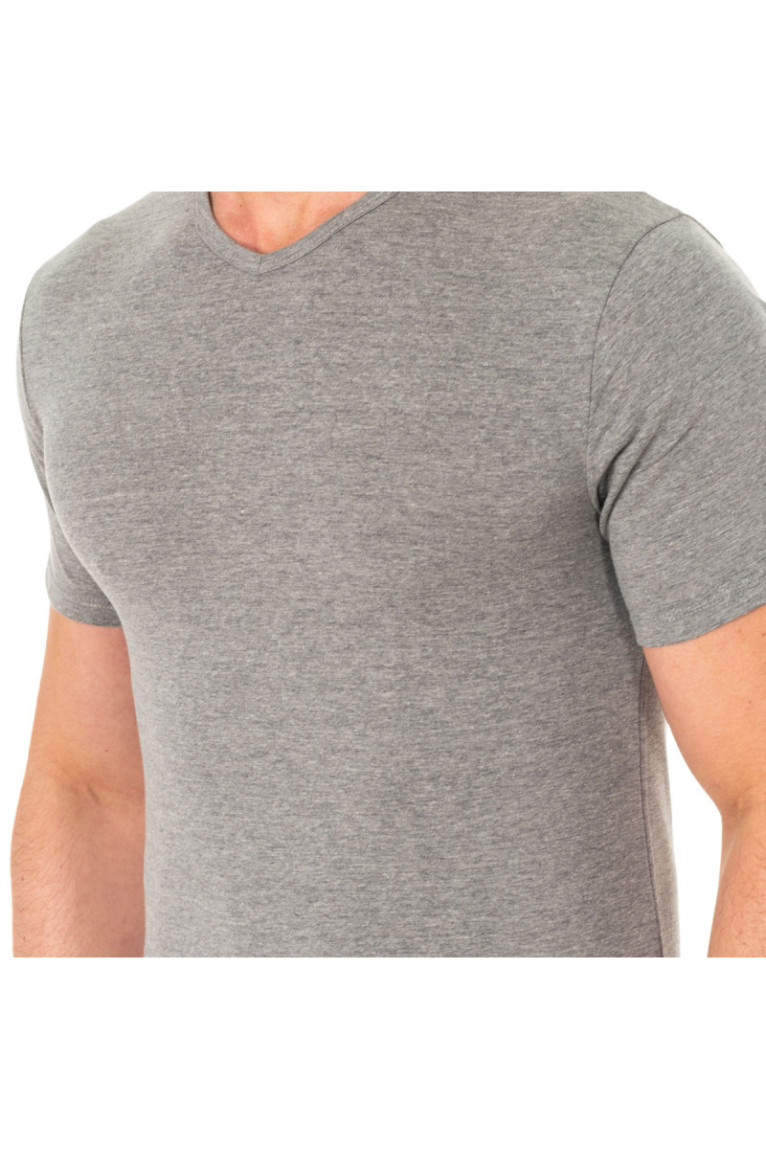 T-shirt col V manches courtes Homme Gris