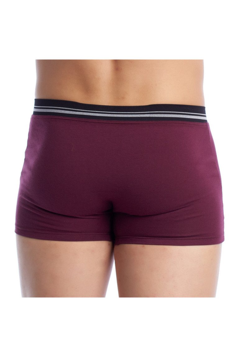 Boxer en coton stretch avec ceinture extra douce Homme Bordeaux
