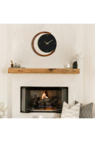 Horloge murale décorative en métal - Noyer noir