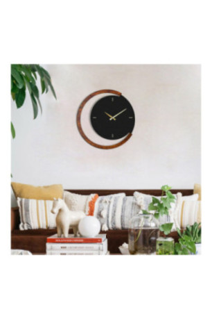 Horloge murale décorative en métal - Noyer noir