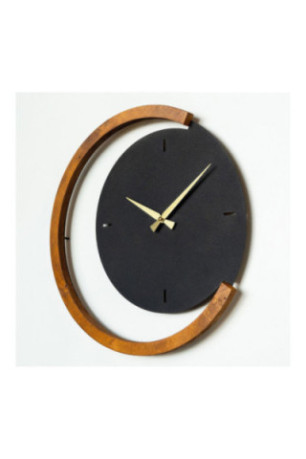 Horloge murale décorative en métal - Noyer noir