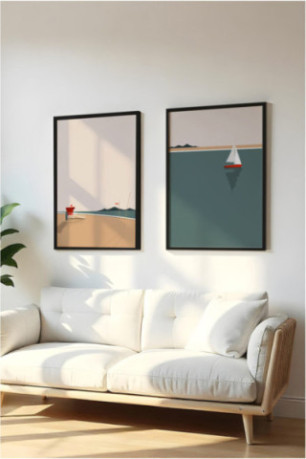 Tableau décoratif encadré en MDF (2 pièces) - Multicolore