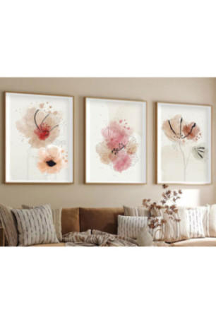 Tableau décoratif encadré en MDF (3 pièces) - Multicolore